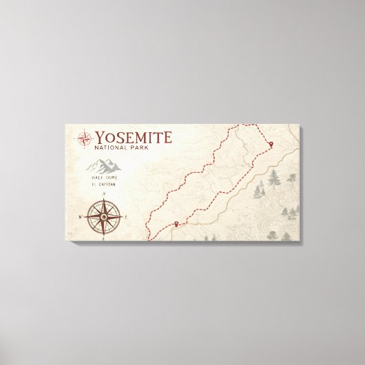 Toile Carte de Yosemite Imprimée (Recto)