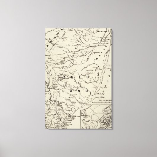 Toile Carte de Zululand avec Frontières adjacentes 2 (Recto)