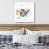 Toile Carte des attractions des États-Unis d'Amérique (Insitu(Chambre))