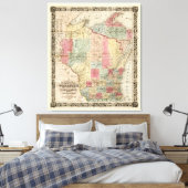 Toile Carte des cantons du Wisconsin de Colton (1851) (Insitu(Chambre))