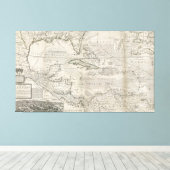 Toile Carte des Caraïbes | 1715 (Insitu (Plancher de Bois))
