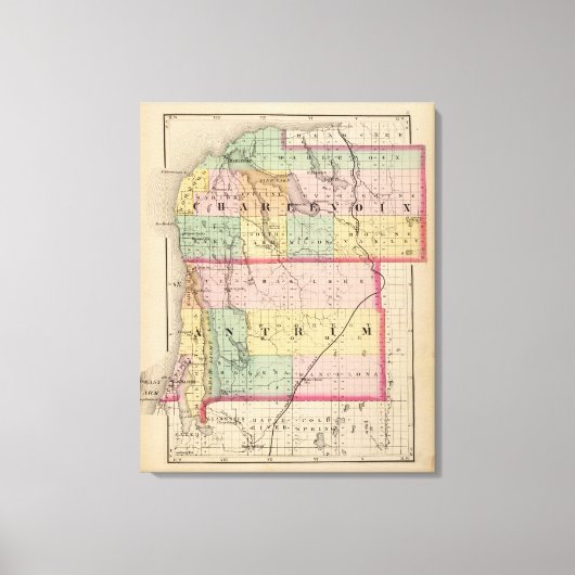 Toile Carte des comtés de Charlevoix et d'Antrim, Michig (Recto)