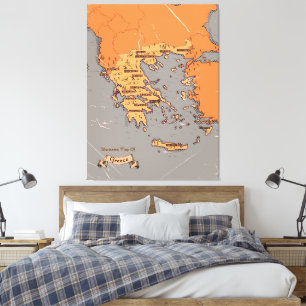 Toile Carte des comtés vintage de Grèce