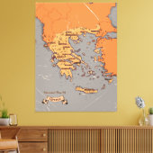 Toile Carte des comtés Vintages de Grèce (Insitu(Salon))