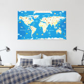 Toile Carte des enfants du monde avec animaux (Insitu(Chambre))