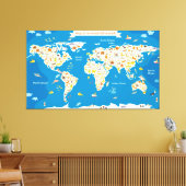 Toile Carte des enfants du monde avec animaux (Insitu(Salon))