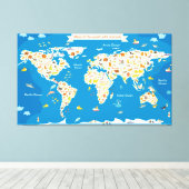 Toile Carte des enfants du monde avec animaux (Insitu (Plancher de Bois))