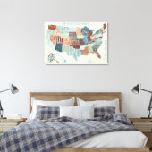 Toile Carte des États-Unis avec les États en mots (Insitu(Chambre))