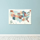 Toile Carte des États-Unis avec les États en mots (Insitu (Plancher de Bois))
