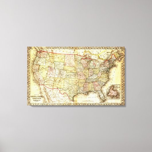 Toile Carte des États-Unis d'Amérique (Recto)