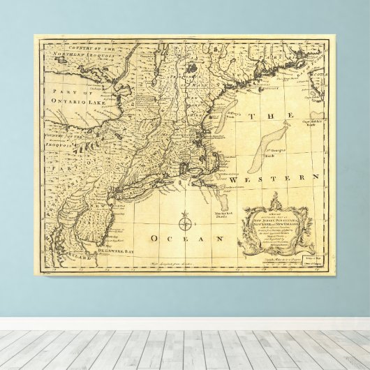 Toile Carte des États-Unis d'Amérique (1783) (Insitu (Plancher de Bois))