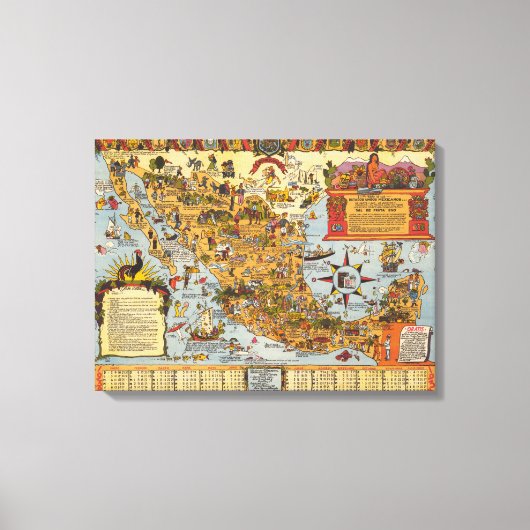 Toile Carte des États-Unis du Mexique (Recto)