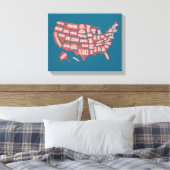 Toile Carte des États-Unis | Typographie (Insitu(Chambre))