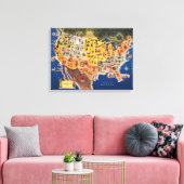 Toile Carte des États-Unis - Vacances et Jouer (Insitu(Salon))