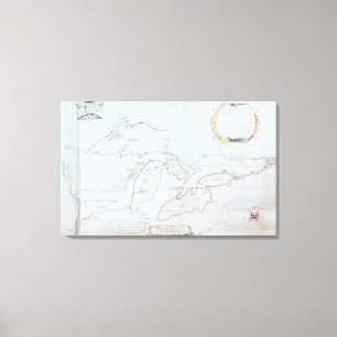 Toile Carte des Grands Lacs