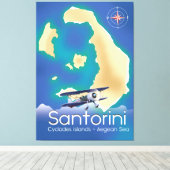 Toile Carte des îles Cyclades de Santorin Mer Egée (Insitu (Plancher de Bois))