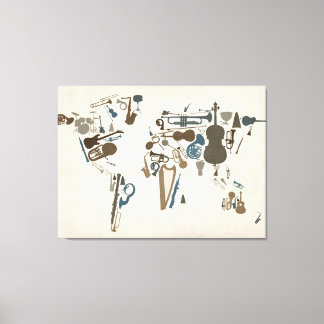 Toile Carte des instruments de musique du monde