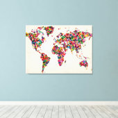 Toile Carte des papillons de la carte du monde (Insitu (Plancher de Bois))