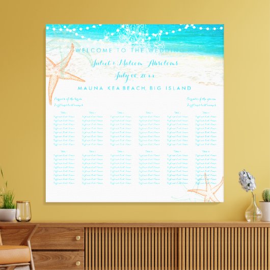 Toile Carte des sièges plage/mariage PixDezines (Insitu(Salon))