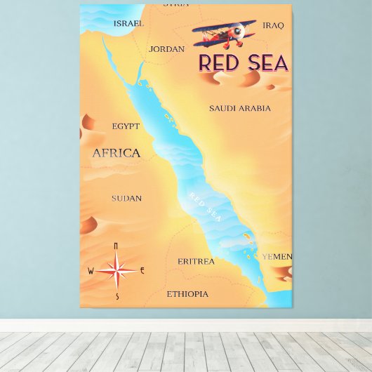 Toile Carte des voyages en mer Rouge (Insitu (Plancher de Bois))