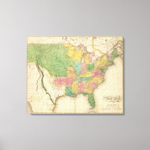 Toile Carte d'histoire des Etats-Unis d'Amérique