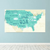 Toile Carte Doodle Des États-Unis (Insitu (Plancher de Bois))