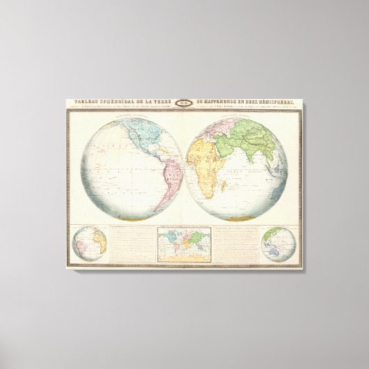Toile Carte double hémisphère du climat (Recto)