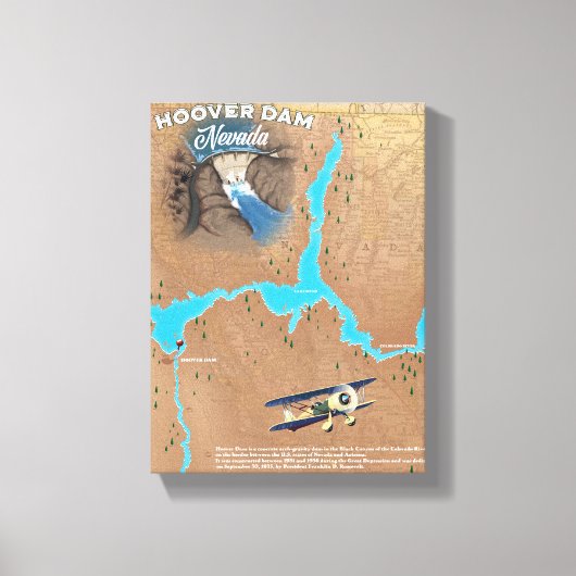 Toile Carte du barrage Hoover Nevada (Recto)
