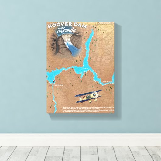 Toile Carte du barrage Hoover Nevada (Insitu (Plancher de Bois))