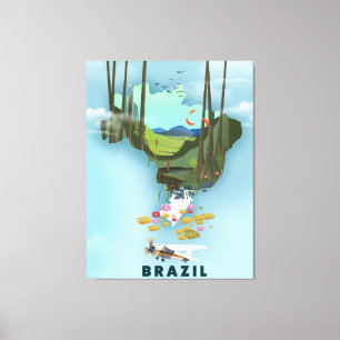 Toile Carte du Brésil Affiche de voyage illustrée