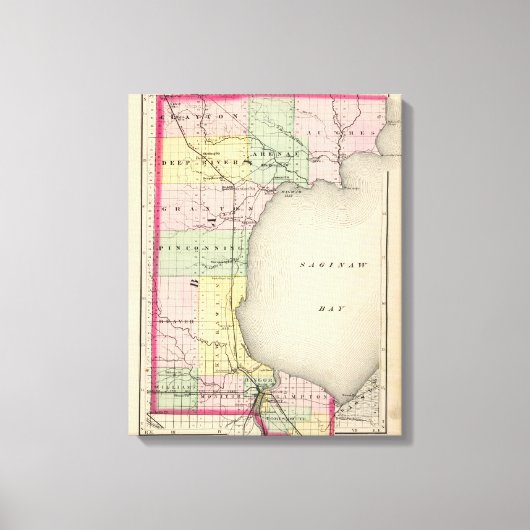 Toile Carte du comté de Bay, Michigan (Recto)