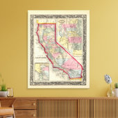 Toile Carte Du Comté De Californie (Insitu(Salon))