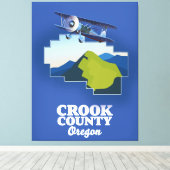 Toile Carte du comté de Crook Oregon (Insitu (Plancher de Bois))