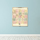 Toile Carte du comté de Dodge, État du Wisconsin (Insitu (Plancher de Bois))