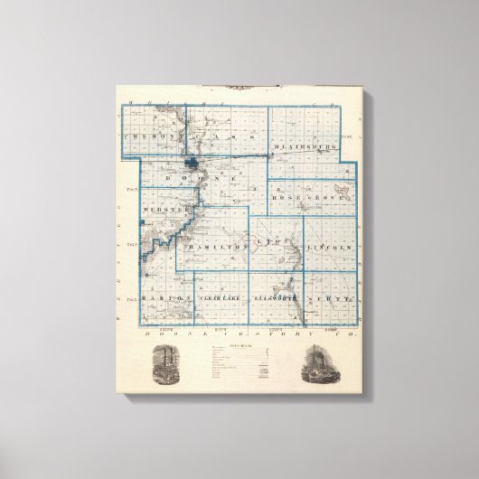 Toile Carte du comté de Hamilton, État de l'Iowa (Recto)