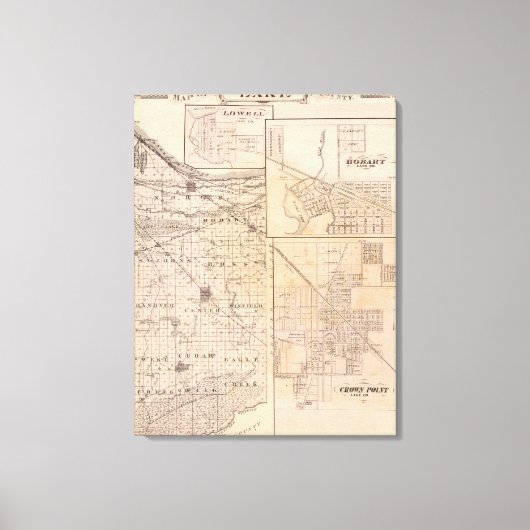 Toile Carte du comté de Lake avec Lowell (Recto)