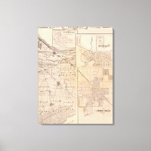Toile Carte du comté de Lake avec Lowell