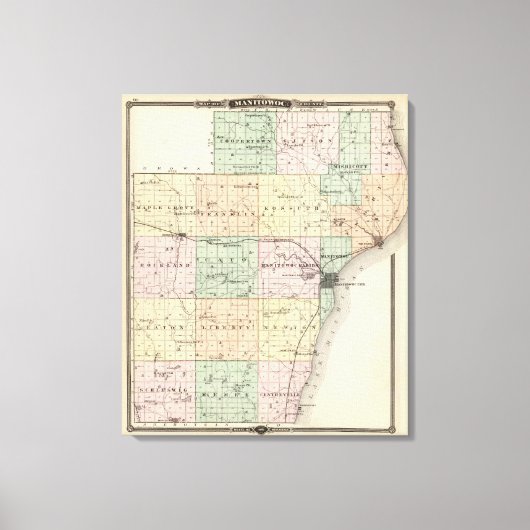 Toile Carte du comté de Manitowoc, État du Wisconsin (Recto)