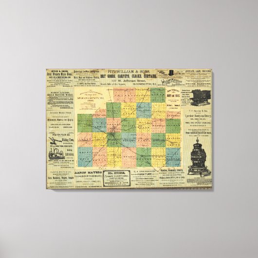 Toile Carte du comté de McLean, Illinois 1886 (Recto)
