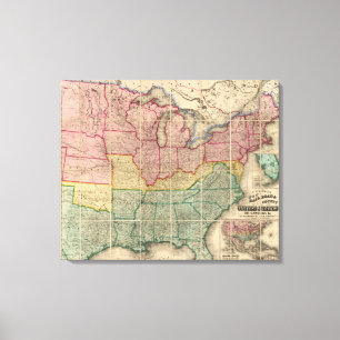 Toile Carte du comté de Railroadand de Colton,