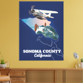 Toile Carte du comté de Sonoma en Californie (Insitu(Salon))