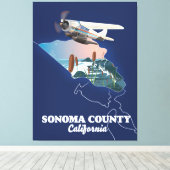 Toile Carte du comté de Sonoma en Californie (Insitu (Plancher de Bois))