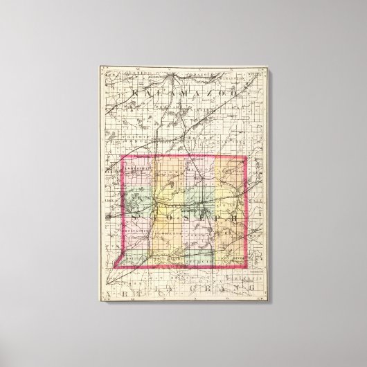 Toile Carte du comté de St Joseph, Michigan (Recto)