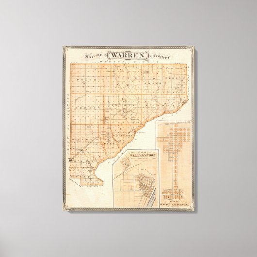 Toile Carte du comté de Warren avec plan du Liban-Ouest (Recto)