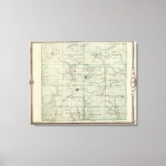 Toile Carte du comté de Wayne, État de l'Iowa (Recto)