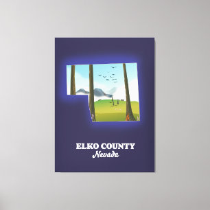 Toile Carte du comté d'Elko Nevada