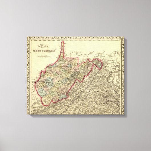 Toile Carte du comté Virginie occidentale (Recto)