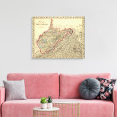 Toile Carte du comté Virginie occidentale (Insitu(Salon))