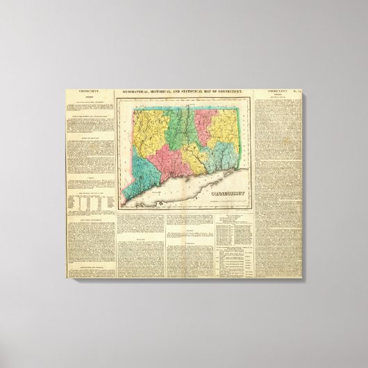 Toile Carte Du Connecticut (Recto)