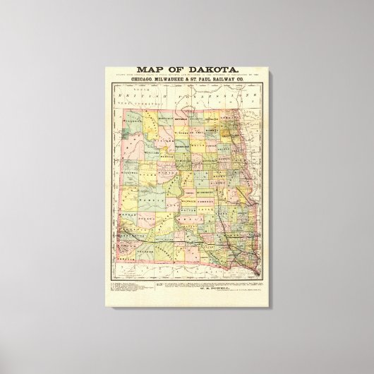 Toile Carte du Dakota (Recto)